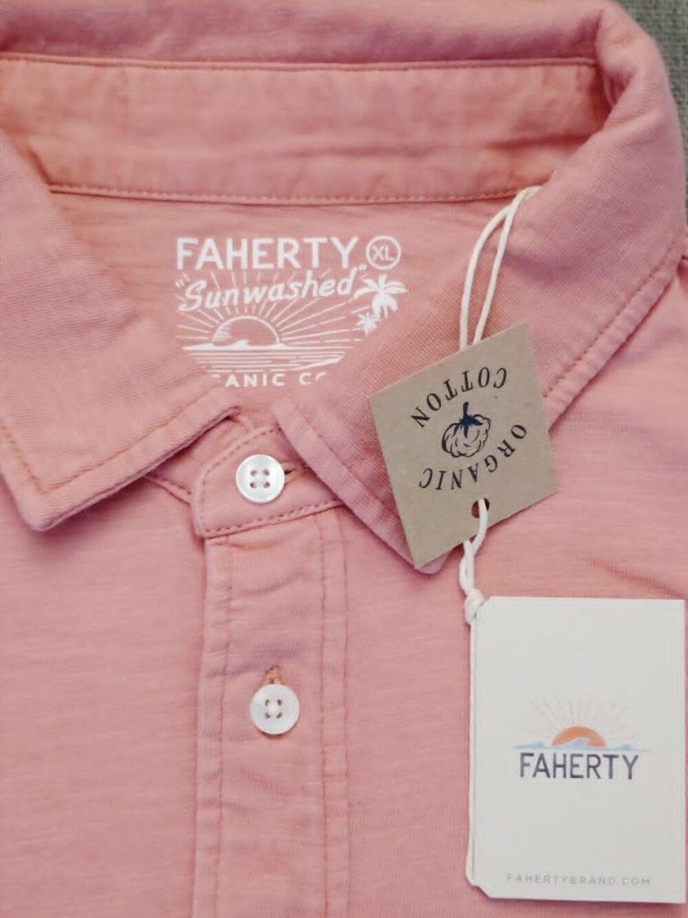 Faherty Sunwashed Organic Cotton Men's XL Nantucket Red Polo NWT